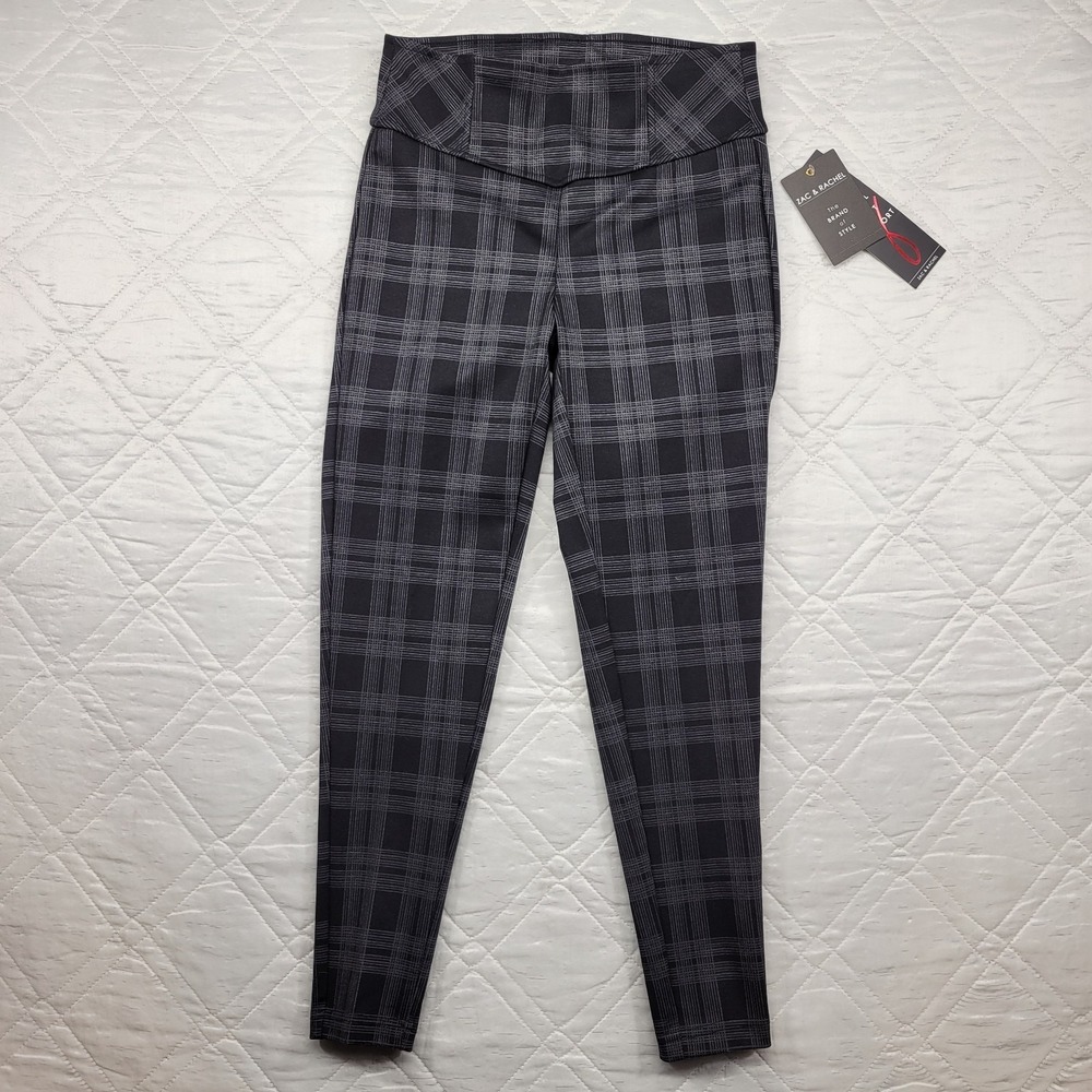 ZAC & RACHEL black plaid pull on shaping pants size S nwt‎